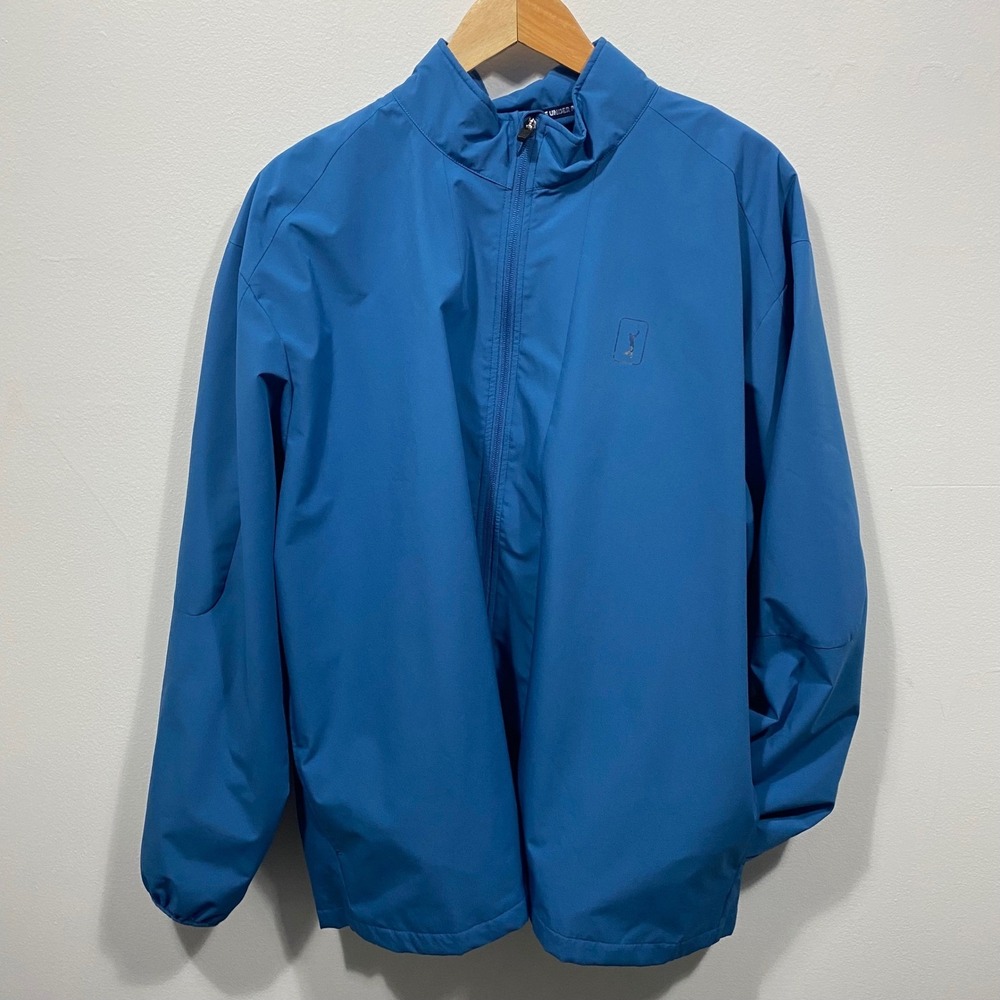 PGA Tour Mens Lightweight Golf Jacket‎ Blue XL Full Zip Windbeaker Coat Outdoor